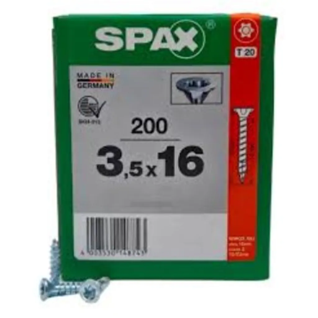 Tornillo Spax Universal cuerda completa 3.5 x 16 mm T20 200 piezas