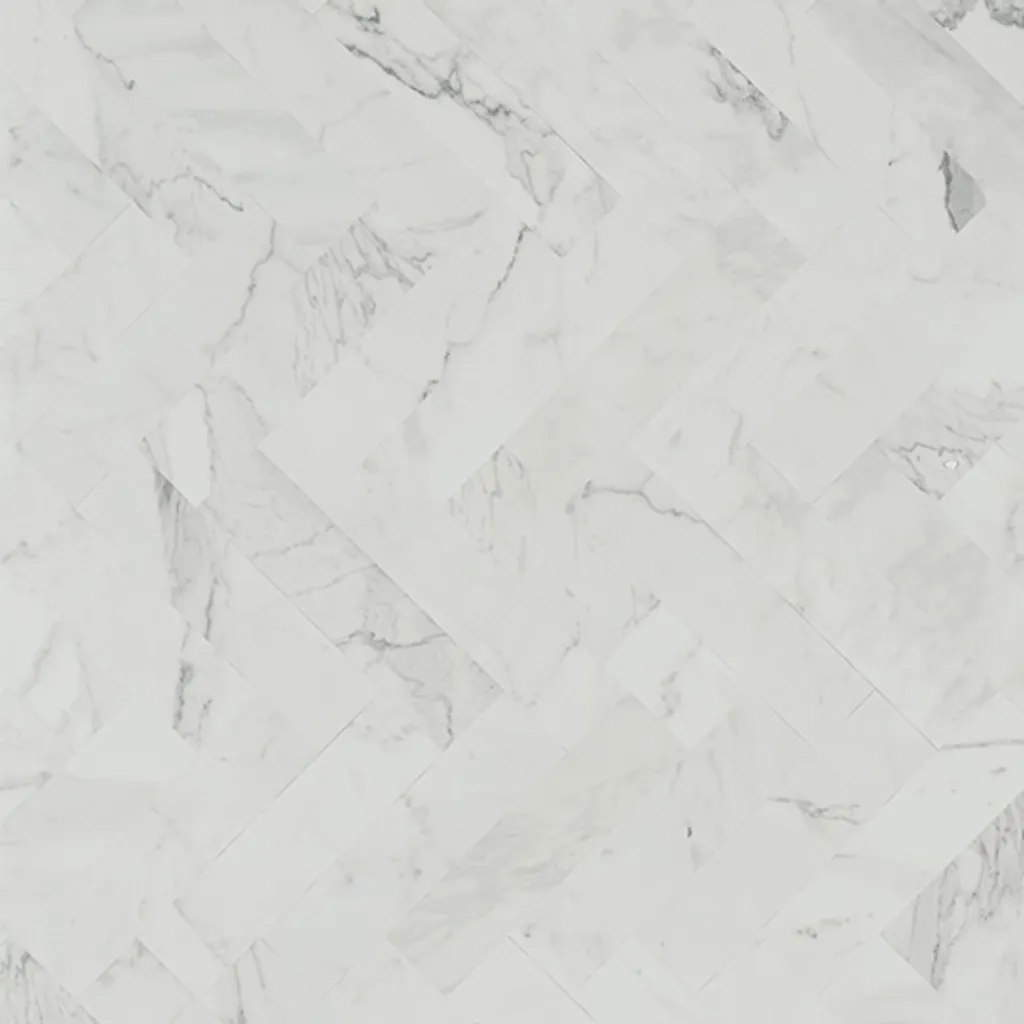 Laminado Formica HPL white marble herringbone de 1.22x2.44