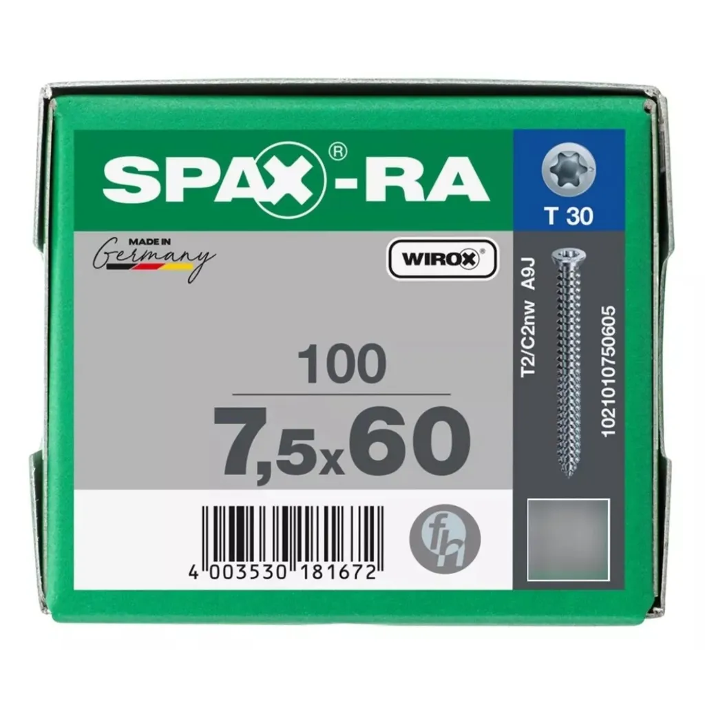 Tornillo Spax RA para concetro sin taquete 7,5 x 60 mm T30 100 pzas