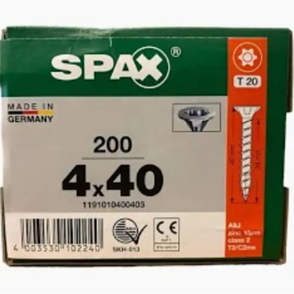 Tornillo Spax Universal cuerda completa 4 x 40 mm T20 200 piezas