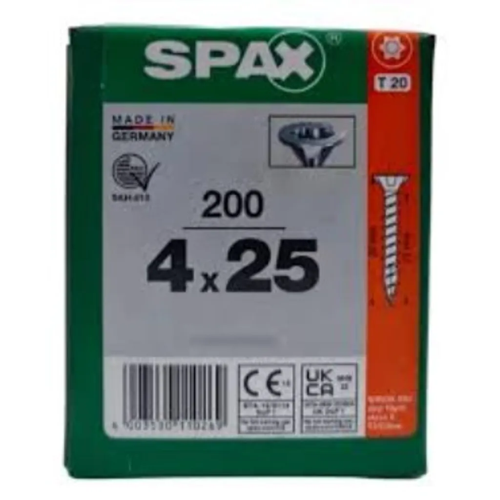 Tornillo Spax Universal cuerda completa 4 x 25 mm T20 200 piezas